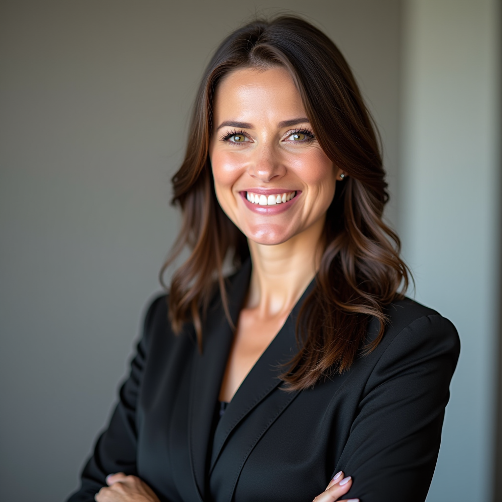 Portrait professionnel de Sophie Martin, responsable du service client de JURIDPARLANT, souriante et professionnelle